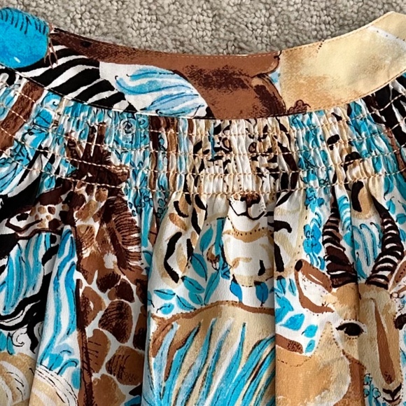 Lilly Pulitzer Elsa 100% Silk Blouse Lilly's Zoo Print M Smocked Timeless NWOT - Picture 12 of 16